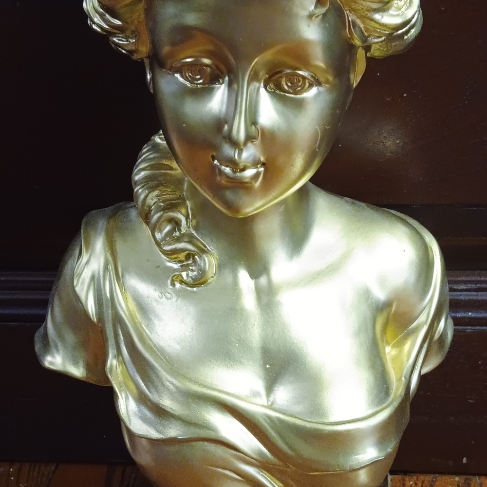 Venus Style  Gold Color Plaster Bust Statue Gild Rome - Picture 6 of 12